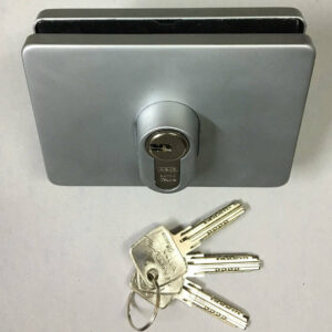 ABUS GLASS DOOR LOCK WITH CYLINDER SILVER